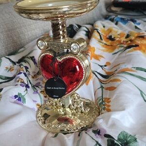 Bath & Body Works Red Heart Gold Candle Holder